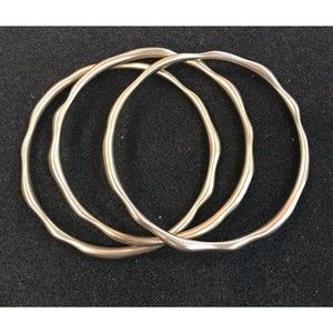Set of 3 Matte Gold Tone Wavy Round Bangles 3” diameter